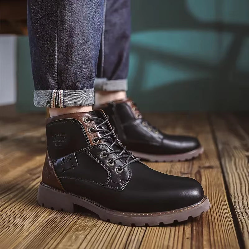 Genuine Leather Men'S Boots British Style