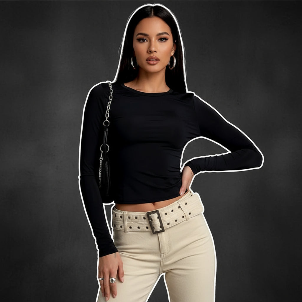 Streetwear Long Sleeve Y2K Crop Tee