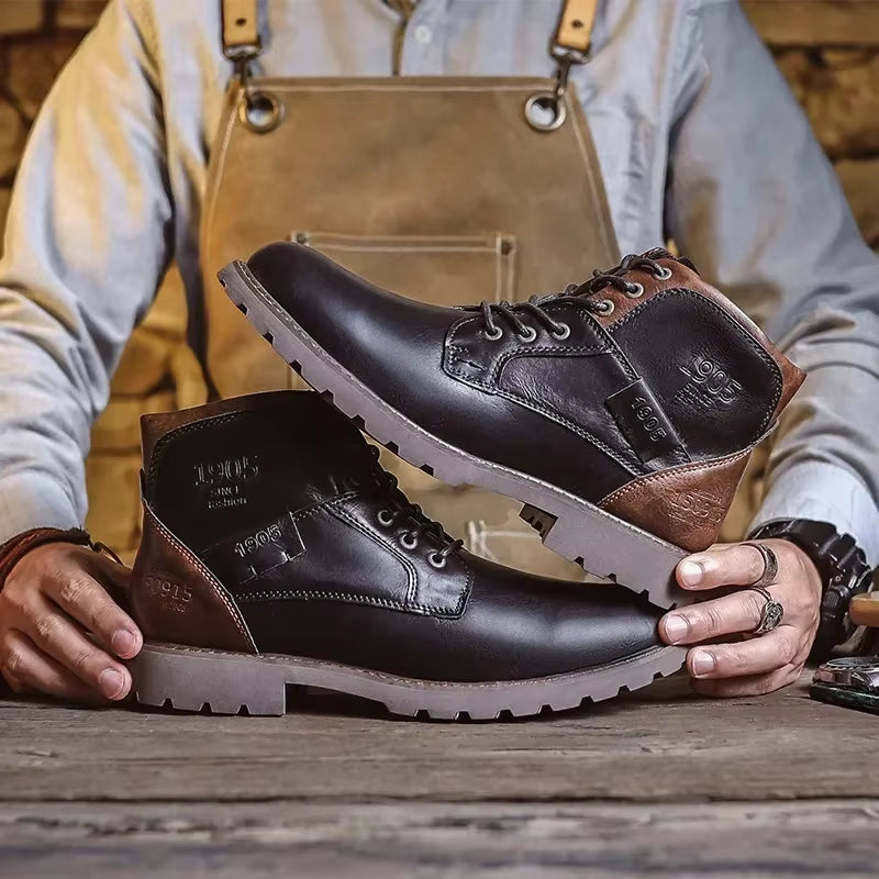 Genuine Leather Men'S Boots British Style