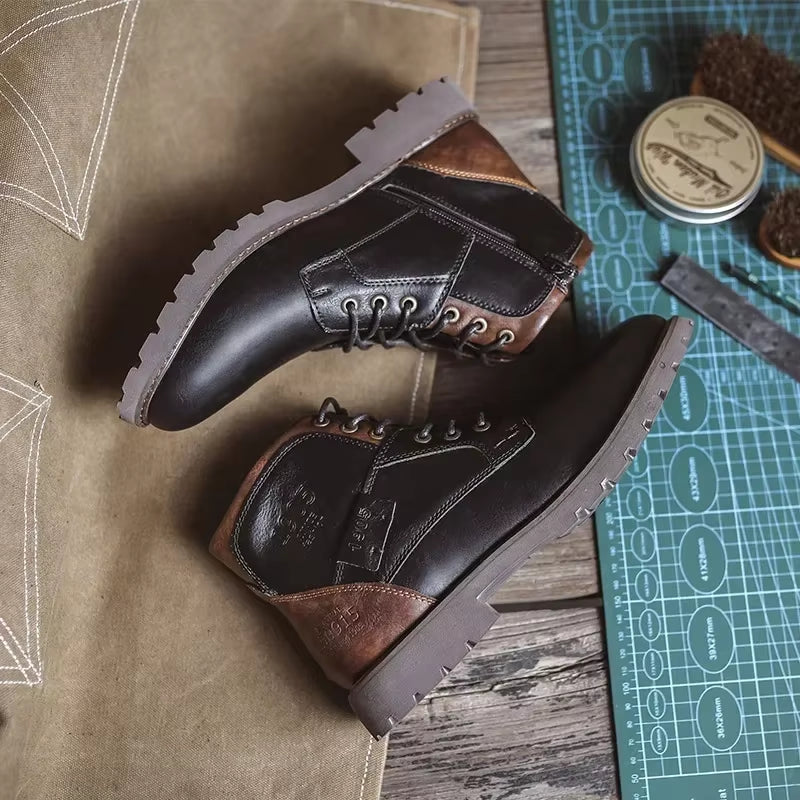 Genuine Leather Men'S Boots British Style
