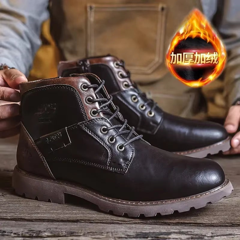 Genuine Leather Men'S Boots British Style