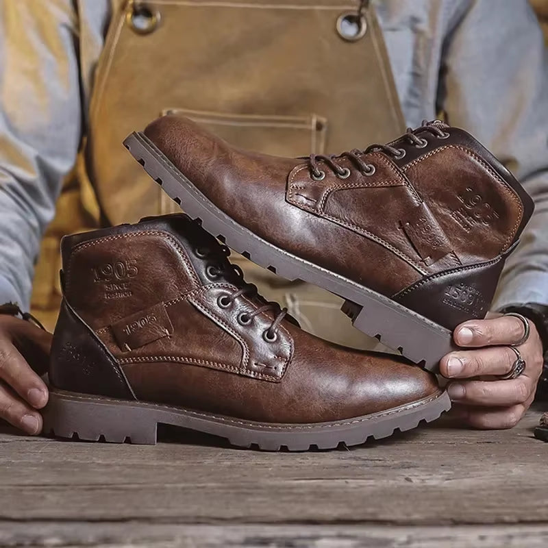 Genuine Leather Men'S Boots British Style