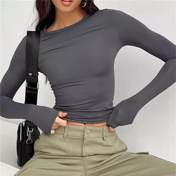 Streetwear Long Sleeve Y2K Crop Tee
