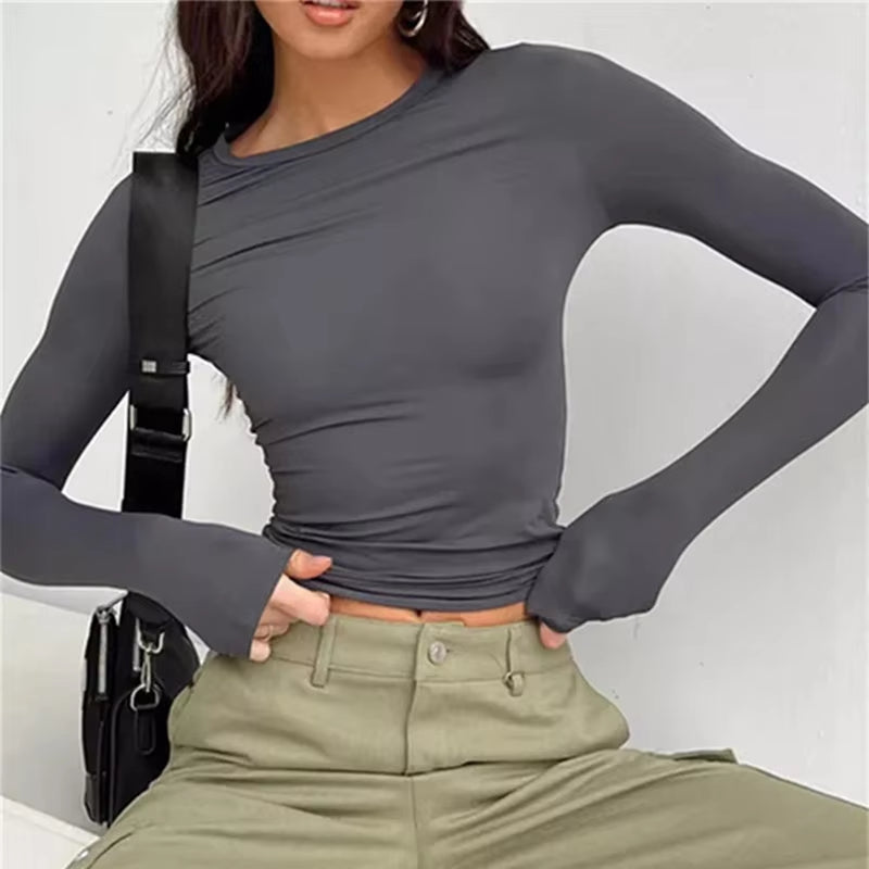 Streetwear Long Sleeve Y2K Crop Tee